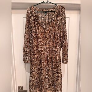 Leopard Print Long Sleeve Dress